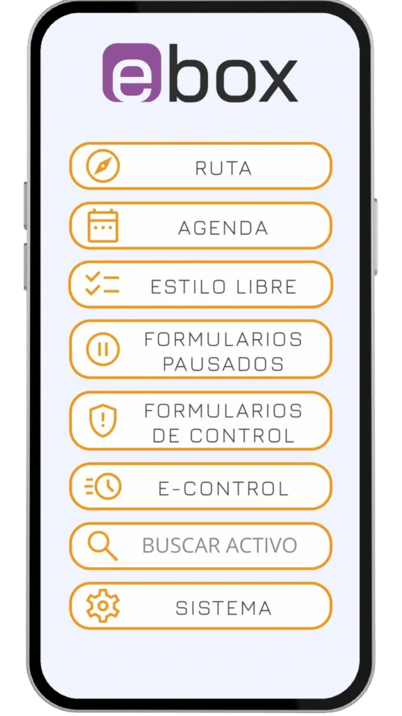 Interfaz de orden de trabajo digital en app móvil Ebox